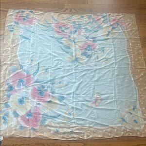 With Tags Floral, Butterfly and Polka Dot 100 Percent Silk Scarf